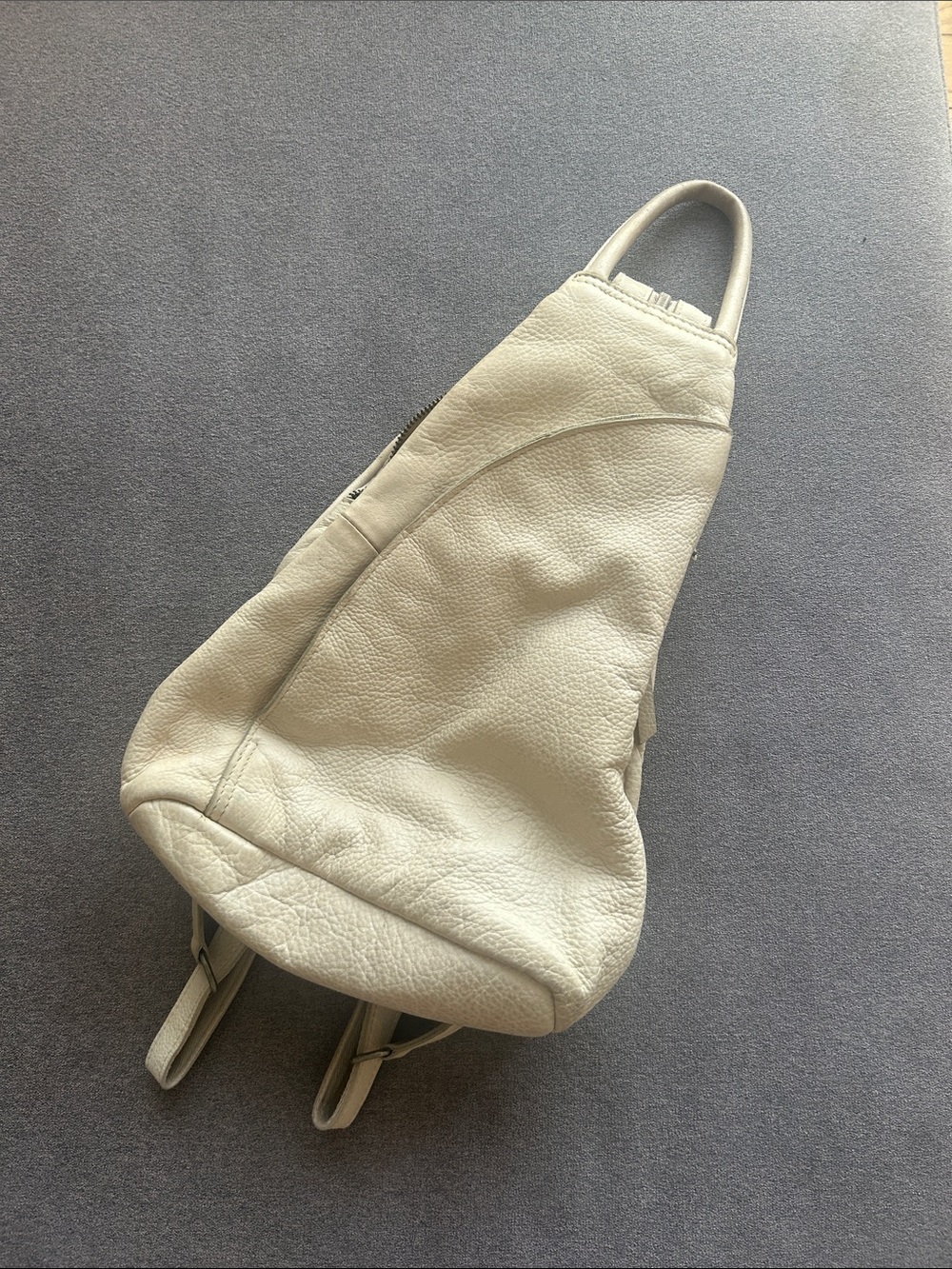 Free People Cream Leather Sling Backpack